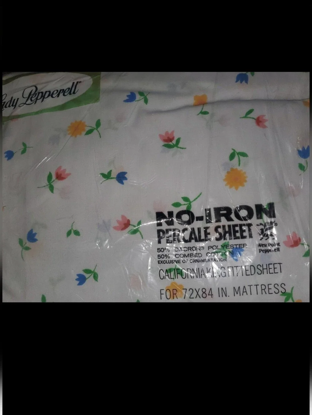 Vintage WestPoint Lady Pepperell Cal King fitted sheet/ Floral/NOS